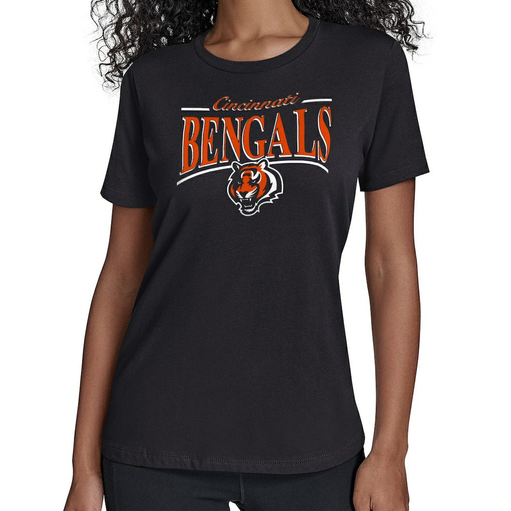 Cincinnati Bengals Starter Women's Arch Stripe T-Shirt - Black T-shirts