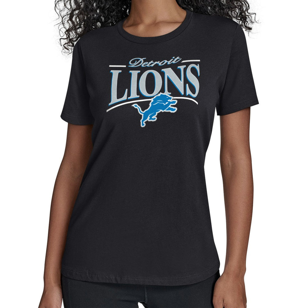 Detroit Lions Starter Women's Arch Stripe T-Shirt - Black T-shirts