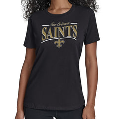 New Orleans Saints Starter Women's Arch Stripe T-Shirt - Black T-shirts
