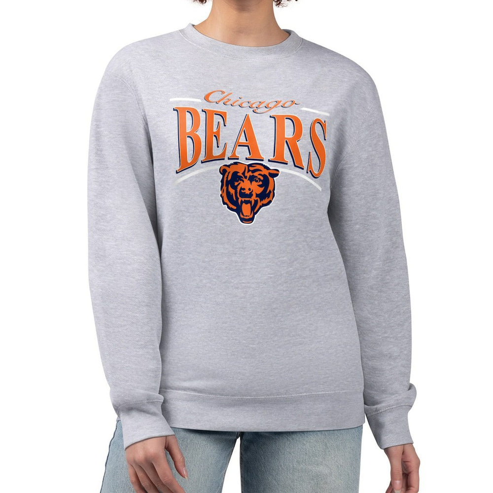 Chicago Bears Starter Women's Arch Stripe Fleece Pullover Sweatshirt - Gray Pullover