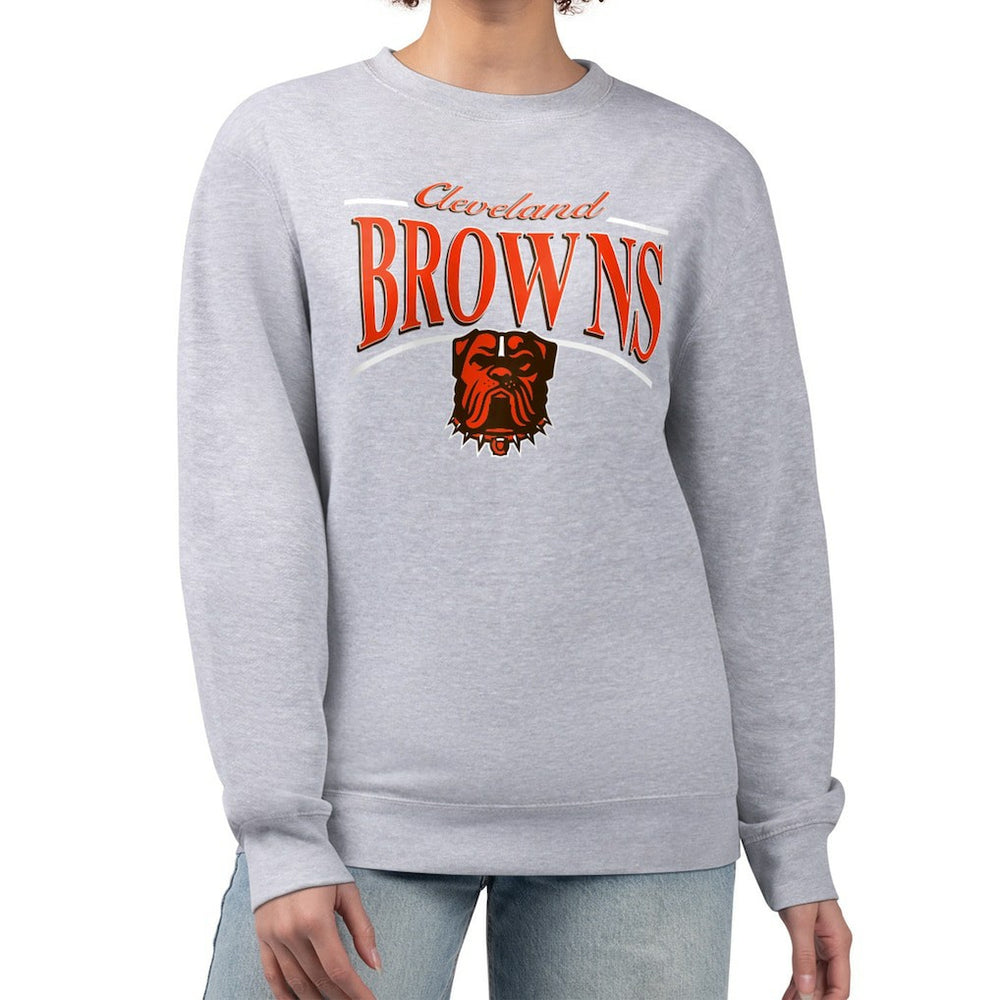 Cleveland Browns Starter Women's Arch Stripe Fleece Pullover Sweatshirt - Gray Pullover