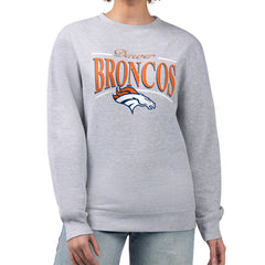 Denver Broncos Starter Women's Arch Stripe Fleece Pullover Sweatshirt - Gray Pullover