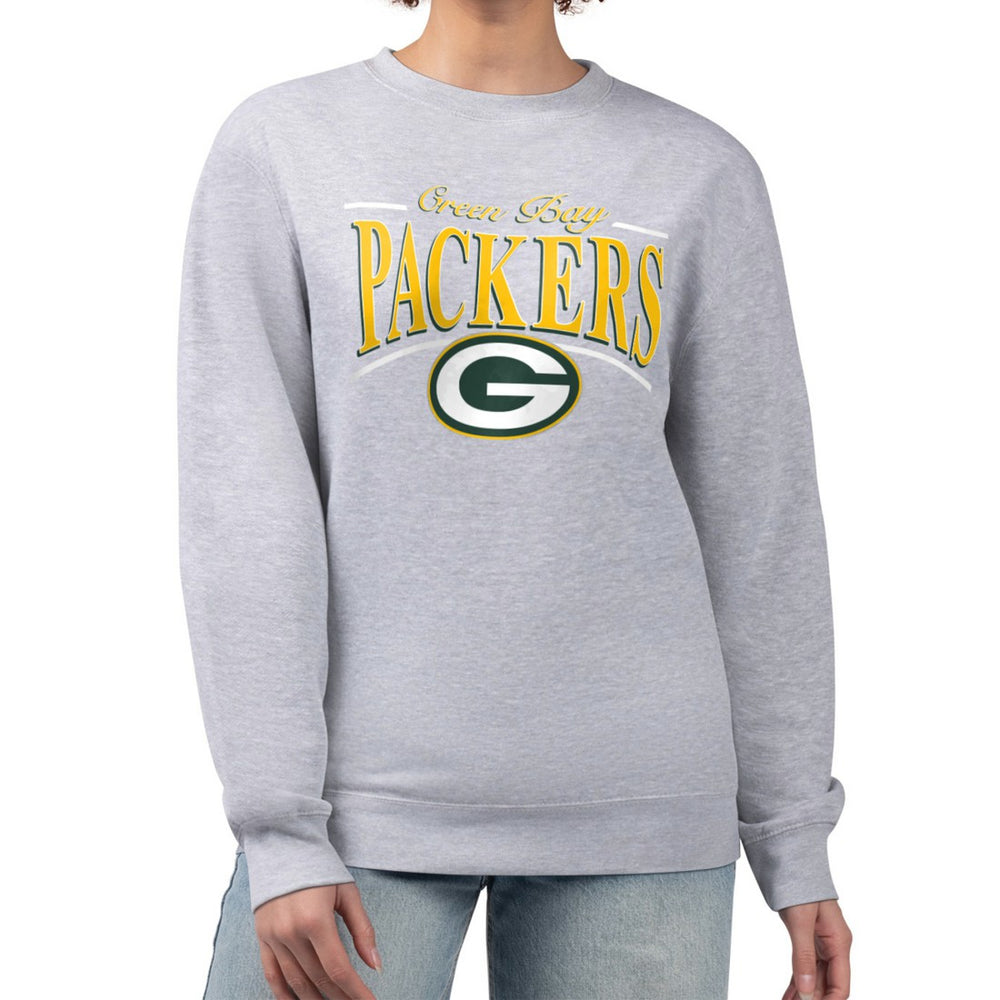 Green Bay Packers Starter Women's Arch Stripe Fleece Pullover Sweatshirt - Gray Pullover