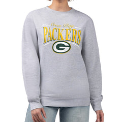 Green Bay Packers Starter Women's Arch Stripe Fleece Pullover Sweatshirt - Gray Pullover