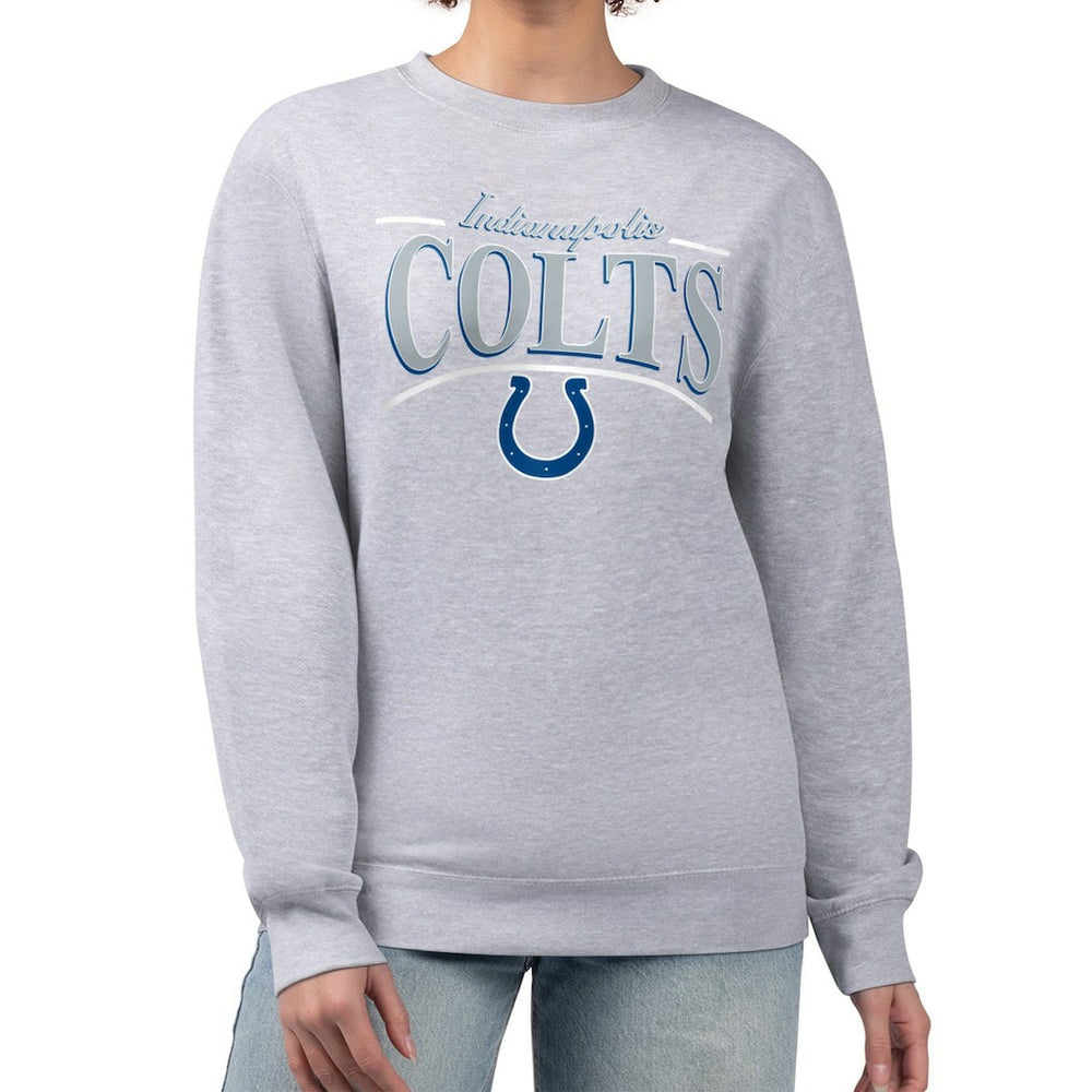 Indianapolis Colts Starter Women's Arch Stripe Fleece Pullover Sweatshirt - Gray Pullover