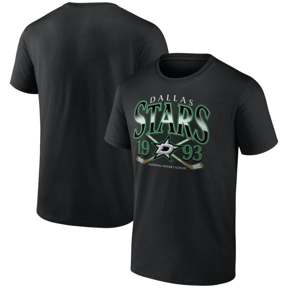 Dallas Stars Retro Cross Sticks T-Shirt - Black | US 203175575