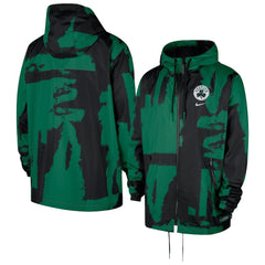 Boston Celtics Courtside Club Premium Woven Full-Zip Hooded Jacket Black/Kelly Green - Nike