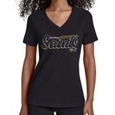 New Orleans Saints Starter Women's Groovy Script V-Neck T-Shirt - Black T-shirts