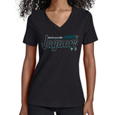 Jacksonville Jaguars Starter Women's Groovy Script V-Neck T-Shirt - Black T-shirts