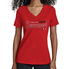 Tampa Bay Buccaneers Starter Women's Throwback Groovy Script V-Neck T-Shirt - Red T-shirts