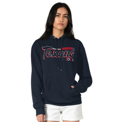 Houston Texans Starter Women's Groovy Script Pullover Hoodie - Navy Hoodies