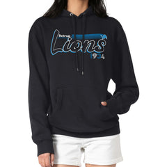 Detroit Lions Starter Women's Groovy Script Pullover Hoodie - Black Hoodies
