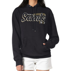 New Orleans Saints Starter Women's Groovy Script Pullover Hoodie - Black Hoodies