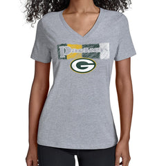 Green Bay Packers Starter Women's Color Shading V-Neck T-Shirt - Gray T-shirts