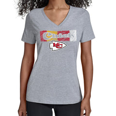 Kansas City Chiefs Starter Women's Color Shading V-Neck T-Shirt - Gray T-shirts