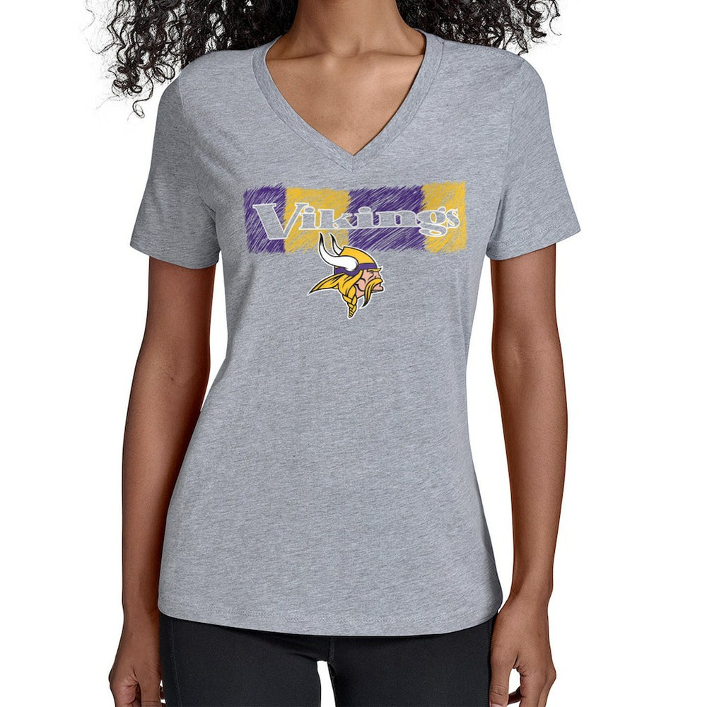 Minnesota Vikings Starter Women's Color Shading V-Neck T-Shirt - Gray T-shirts