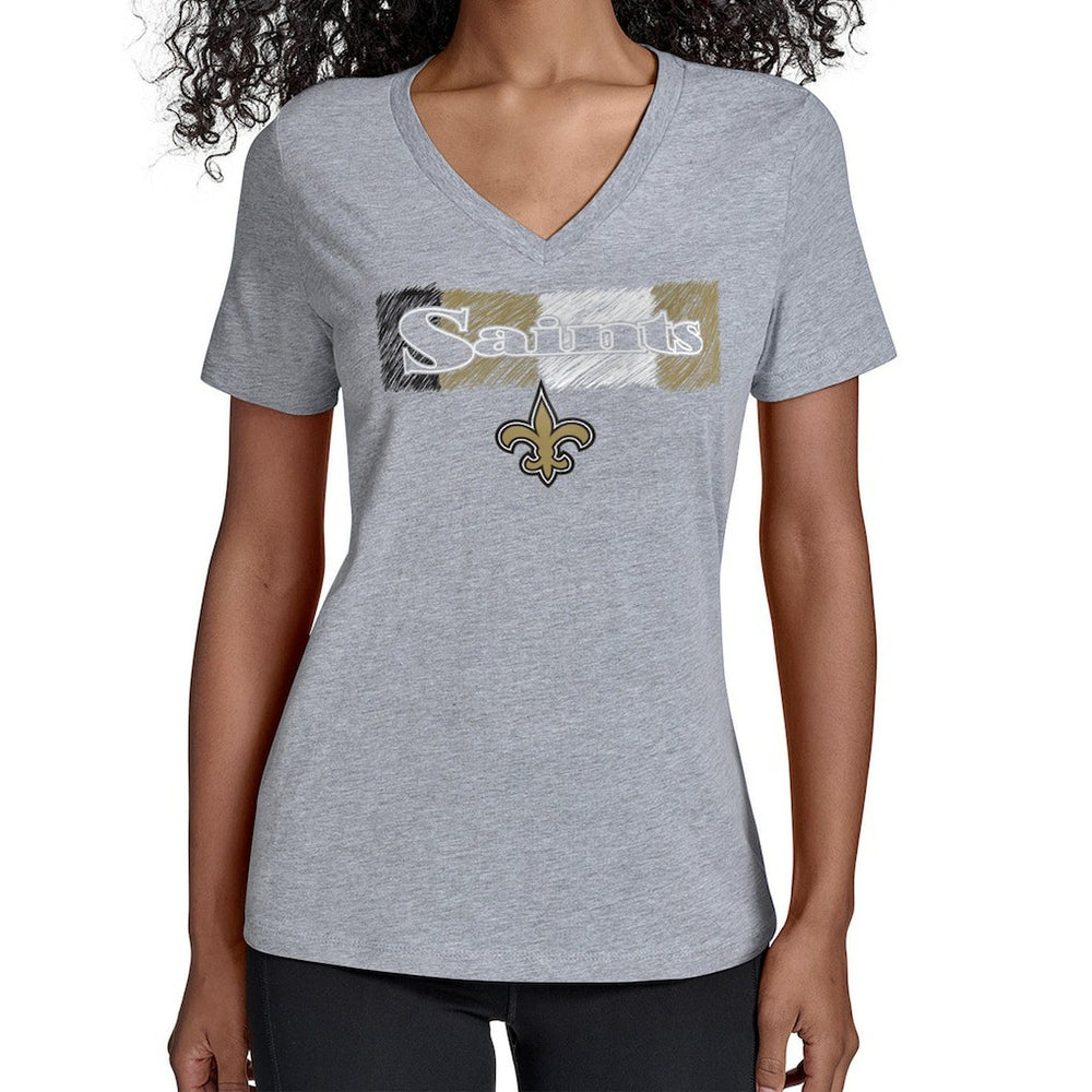 New Orleans Saints Starter Women's Color Shading V-Neck T-Shirt - Gray T-shirts