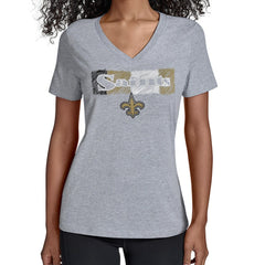 New Orleans Saints Starter Women's Color Shading V-Neck T-Shirt - Gray T-shirts