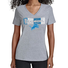 Detroit Lions Starter Women's Color Shading V-Neck T-Shirt - Gray T-shirts