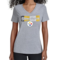 Pittsburgh Steelers Starter Women's Color Shading V-Neck T-Shirt - Gray T-shirts