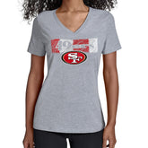San Francisco 49ers Starter Women's Color Shading V-Neck T-Shirt - Gray T-shirts