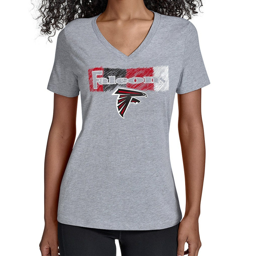 Atlanta Falcons Starter Women's Color Shading V-Neck T-Shirt - Gray T-shirts