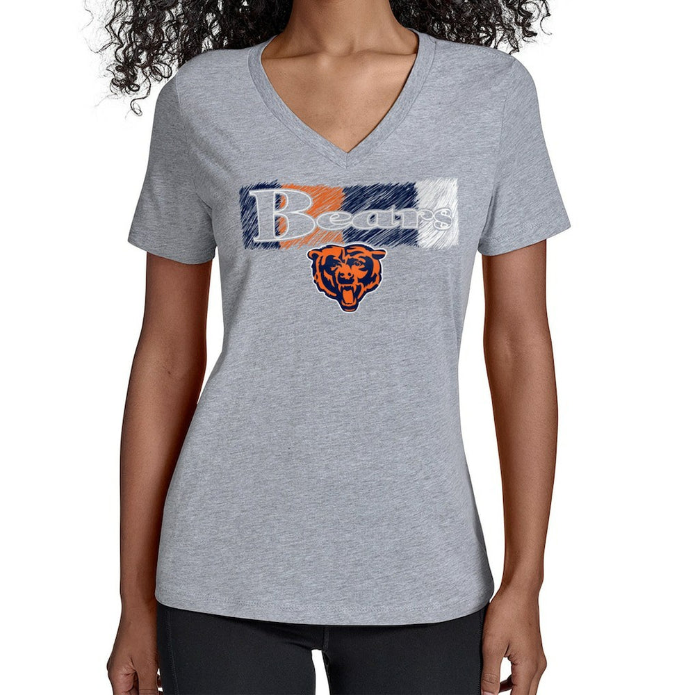 Chicago Bears Starter Women's Color Shading V-Neck T-Shirt - Gray T-shirts