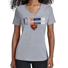 Chicago Bears Starter Women's Color Shading V-Neck T-Shirt - Gray T-shirts