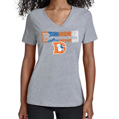 Denver Broncos Starter Women's Color Shading V-Neck T-Shirt - Gray T-shirts