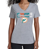 Miami Dolphins Starter Women's Color Shading V-Neck T-Shirt - Gray T-shirts