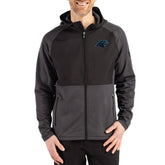 Carolina Panthers Cutter & Buck Peshastin Eco Fleece Recycled Raglan Full-Zip Tri-Blend Hybrid Jacket - Heather Black Jackets