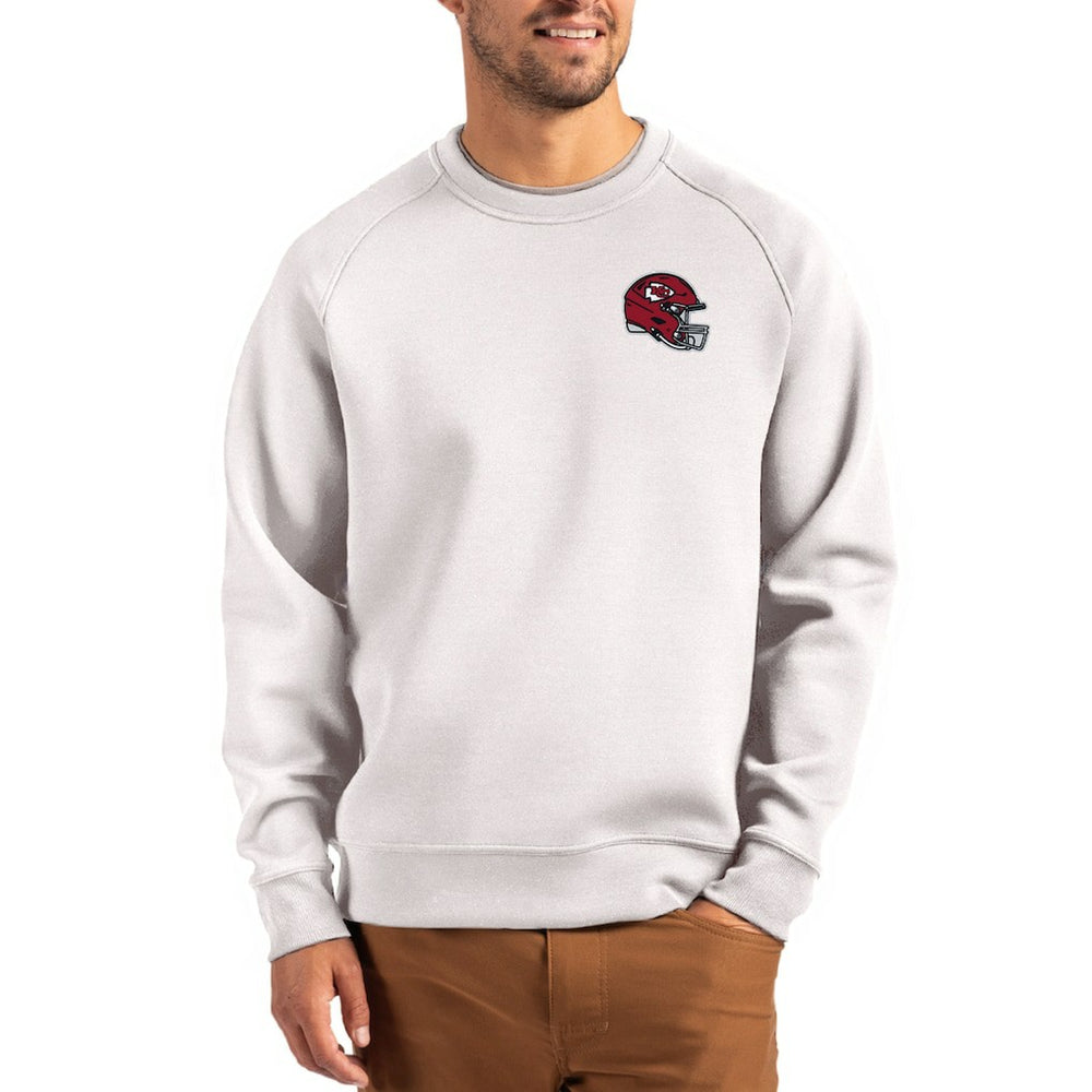 Kansas City Chiefs Cutter & Buck Helmet Roam Recycled Raglan Pullover Sweatshirt - Gray Pullover