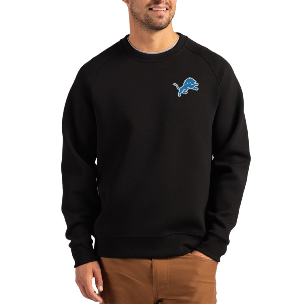 Detroit Lions Cutter & Buck Primary Logo Roam Recycled Raglan Pullover Sweatshirt - Black Pullover