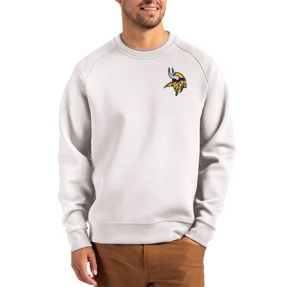 Minnesota Vikings Cutter & Buck Primary Logo Roam Recycled Raglan Pullover Sweatshirt - Gray Pullover