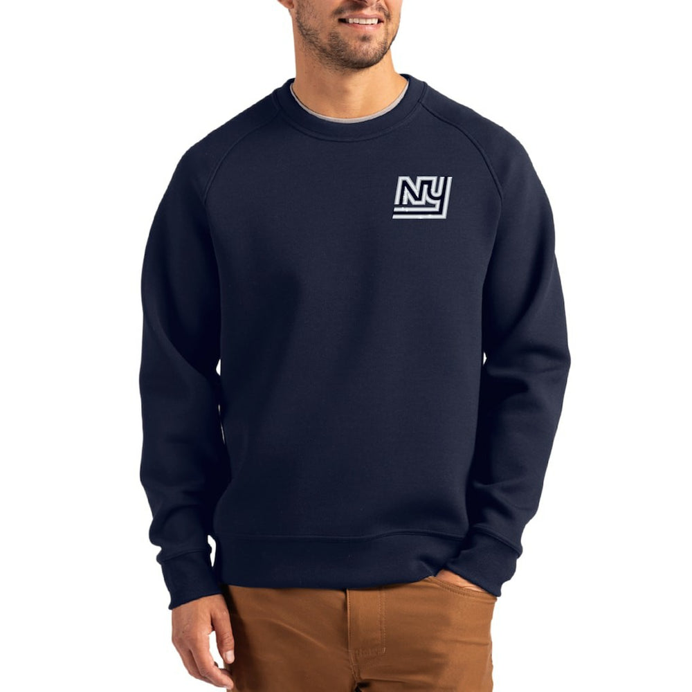 New York Giants Cutter & Buck Throwback Roam Recycled Raglan Pullover Sweatshirt - Navy Pullover
