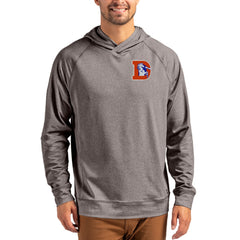 Denver Broncos Cutter & Buck Adapt Historic Knit Recycled Raglan Pullover Hoodie - Heather Gray Hoodies