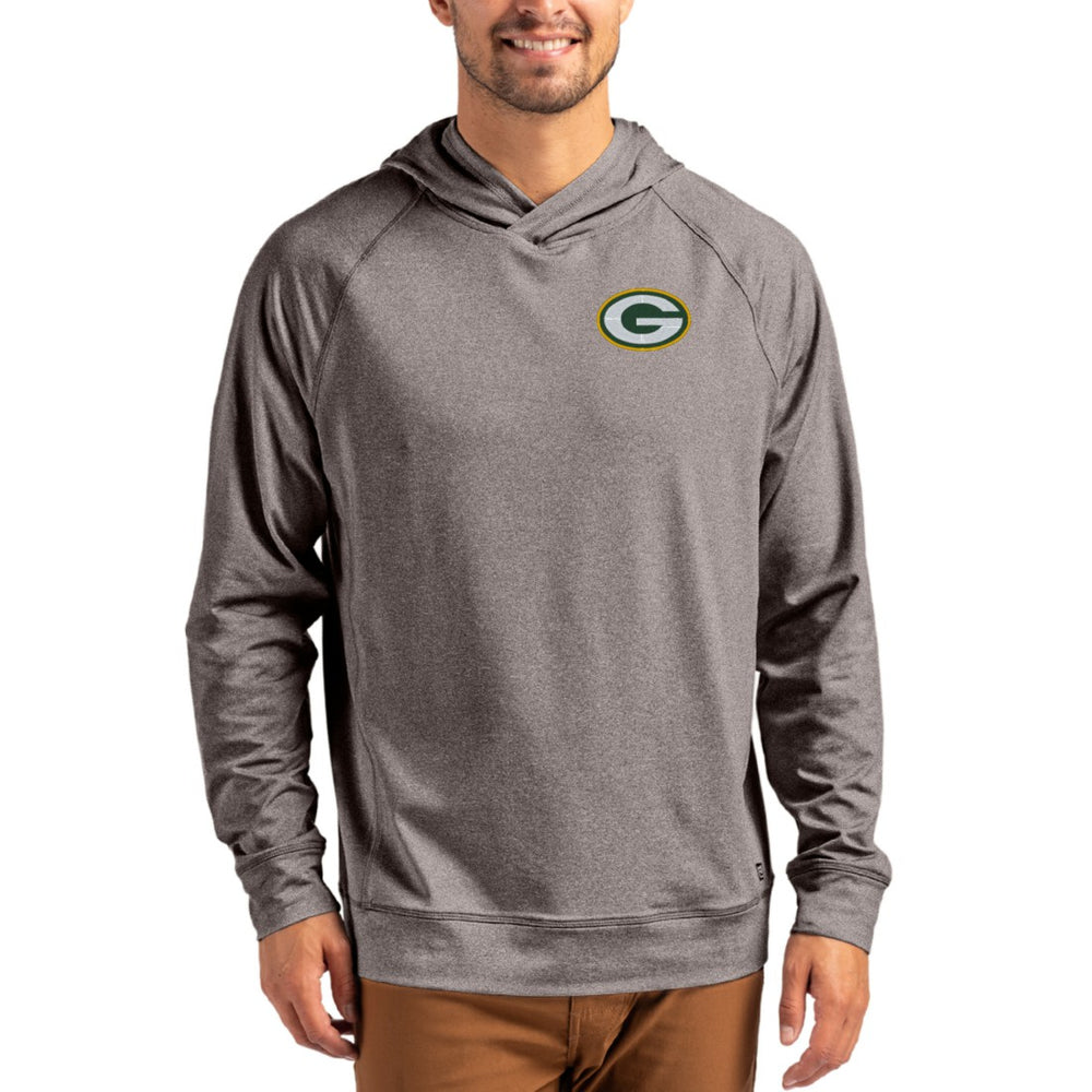 Green Bay Packers Cutter & Buck Adapt Knit Recycled Raglan Pullover Hoodie - Heather Gray Hoodies