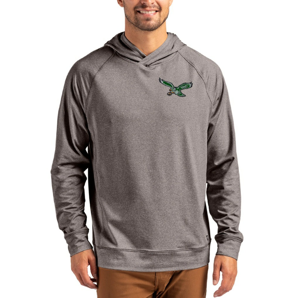 Philadelphia Eagles Cutter & Buck Adapt Historic Knit Recycled Raglan Pullover Hoodie - Heather Gray Hoodies