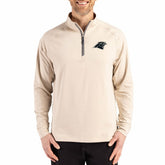 Carolina Panthers Cutter & Buck Adapt Eco Knit Stretch Recycled Quarter-Zip Pullover - Tan Pullover