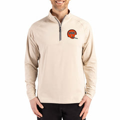 Cincinnati Bengals Cutter & Buck Throwback Logo Adapt Eco Knit Stretch Recycled Quarter-Zip Pullover - Tan Pullover