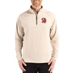 Tampa Bay Buccaneers Cutter & Buck Throwback Logo Adapt Eco Knit Stretch Recycled Quarter-Zip Pullover - Tan Pullover