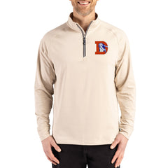 Denver Broncos Cutter & Buck Throwback Logo Adapt Eco Knit Stretch Recycled Quarter-Zip Pullover - Tan Pullover