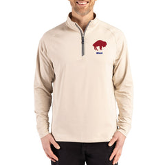 Buffalo Bills Cutter & Buck Throwback Logo Adapt Eco Knit Stretch Recycled Quarter-Zip Pullover - Tan Pullover