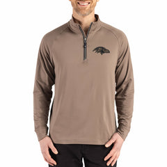 Baltimore Ravens Cutter & Buck Adapt Eco Knit Stretch Recycled Quarter-Zip Pullover - Brown Pullover