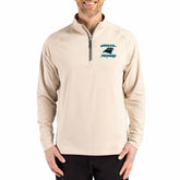 Carolina Panthers Cutter & Buck Throwback Logo Adapt Eco Knit Stretch Recycled Quarter-Zip Pullover - Tan Pullover