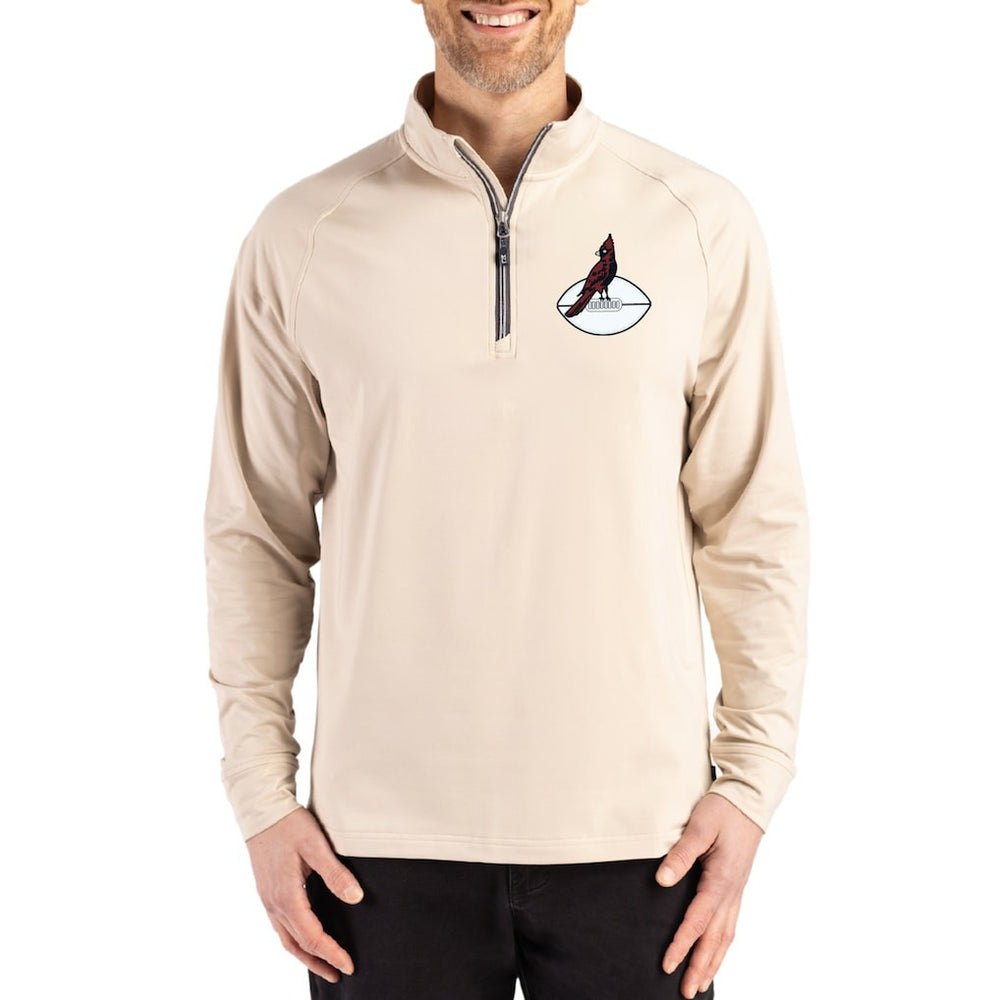 Arizona Cardinals Cutter & Buck Throwback Logo Adapt Eco Knit Stretch Recycled Quarter-Zip Pullover - Tan Pullover