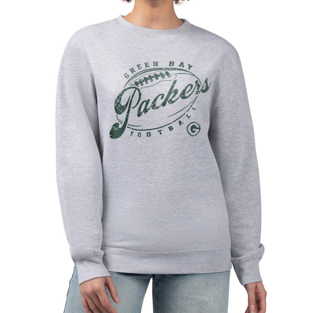 Green Bay Packers G-III 4Her by Carl Banks Women's Distressed Graphics Fleece Pullover Sweatshirt - Gray Pullover