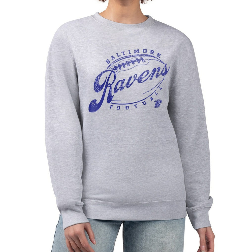 Baltimore Ravens G-III 4Her by Carl Banks Women's Distressed Graphics Fleece Pullover Sweatshirt - Gray Pullover