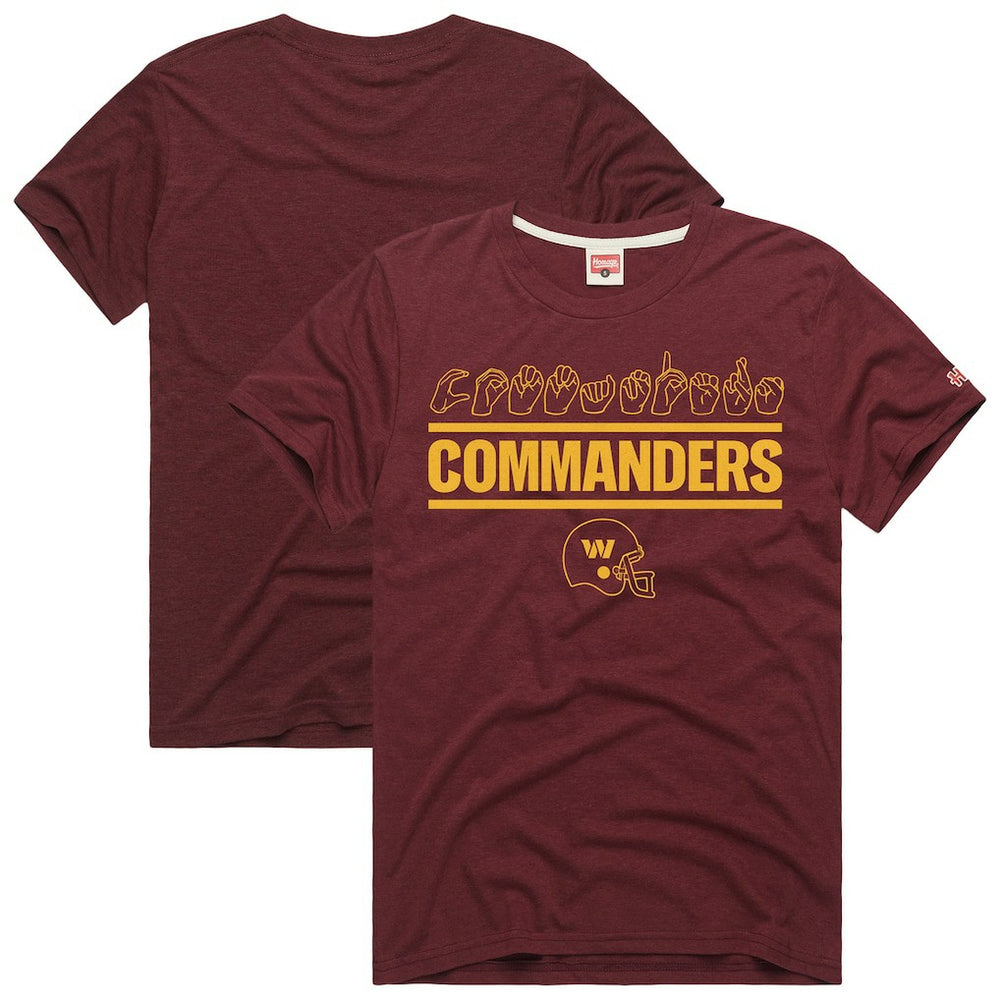 Washington Commanders Homage Unisex NFL ASL Collection by Love Sign Tri-Blend T-Shirt - Burgundy T-shirts