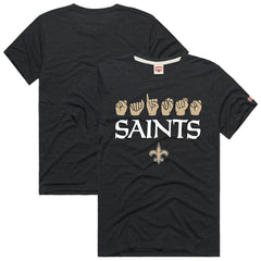 New Orleans Saints Homage Unisex NFL ASL Collection by Love Sign Tri-Blend T-Shirt - Black T-shirts